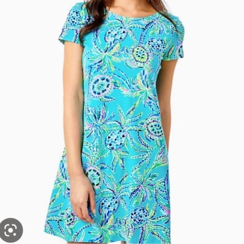 EUC - Lilly Pulitzer Kimi T-Shirt Dress - Women’s XXL - Turtle Szn- Bermuda Blue